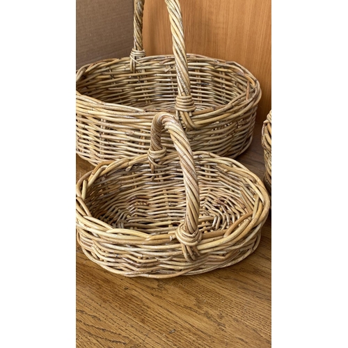 81 - x3 Oval Shaped Wicker Baskets with Handles (Unused)