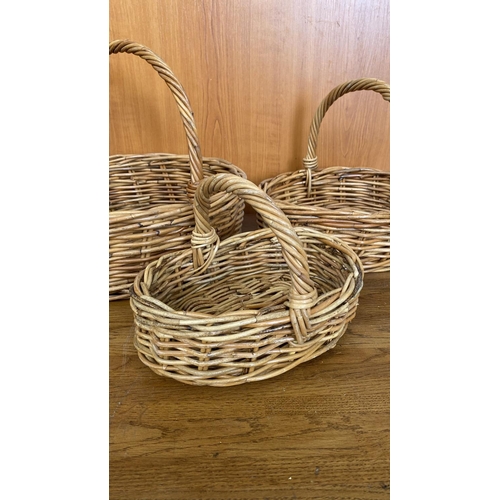 82 - x3 Oval Shaped Wicker Baskets with Handles (Unused)