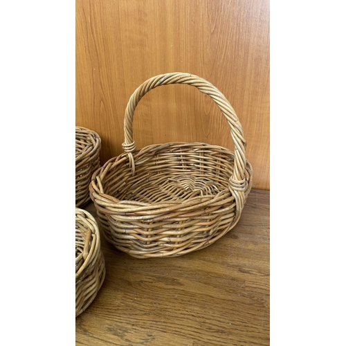 82 - x3 Oval Shaped Wicker Baskets with Handles (Unused)