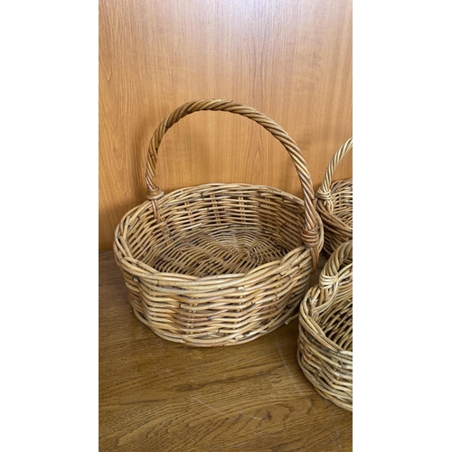 82 - x3 Oval Shaped Wicker Baskets with Handles (Unused)