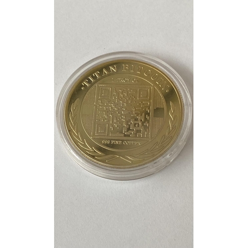 356 - Gold Plated Titan Bitcoin in Capsule