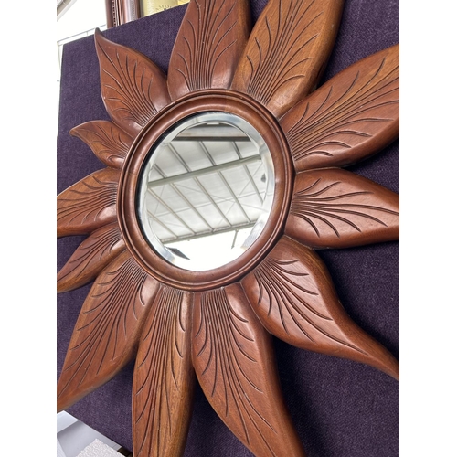 45 - Large Hand Crafted Wood Sun-Mirror (Appr. 120 x 90cm)