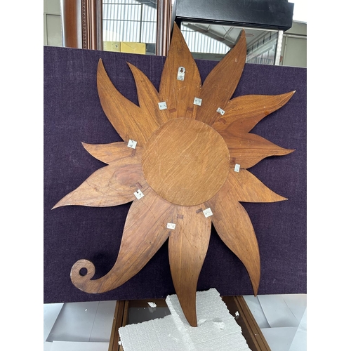 45 - Large Hand Crafted Wood Sun-Mirror (Appr. 120 x 90cm)