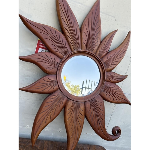 45 - Large Hand Crafted Wood Sun-Mirror (Appr. 120 x 90cm)