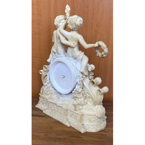 66 - French Style Cherub Mantle Clock (34cm L., 40cm H.)