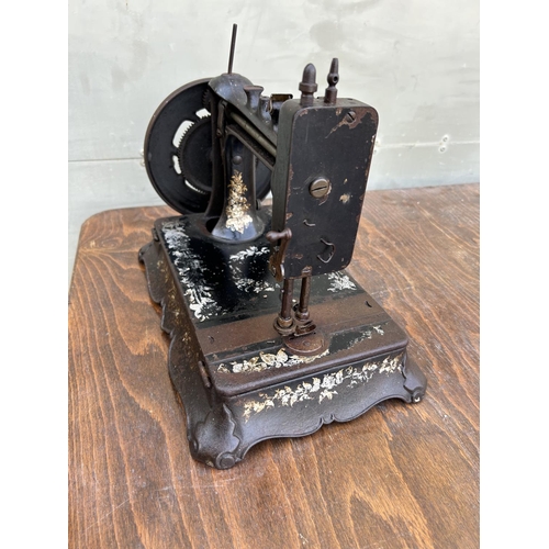 86 - Victorian Era (Circa 1880) Hand Crank Sewing Machine (Working)