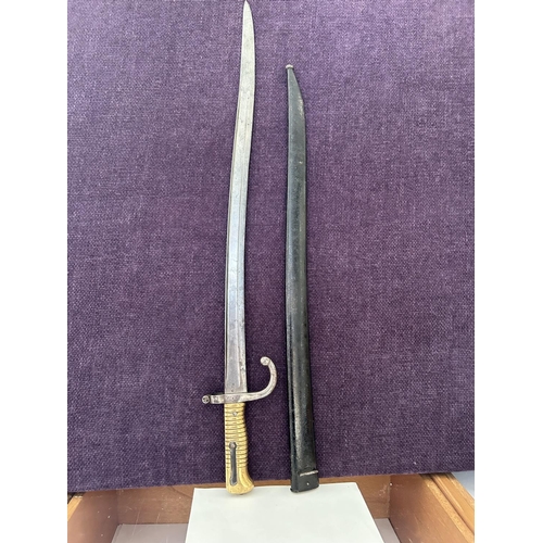 187 - Antique French Bayonet with Scabbard Dated 1869 and Stamped