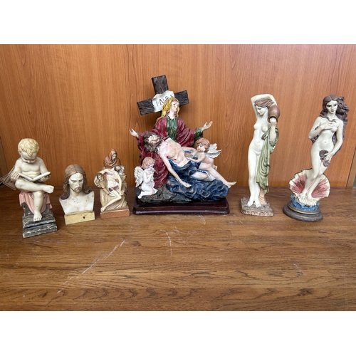 255 - Collection of 6 Ceramic Religious and Other Figurines