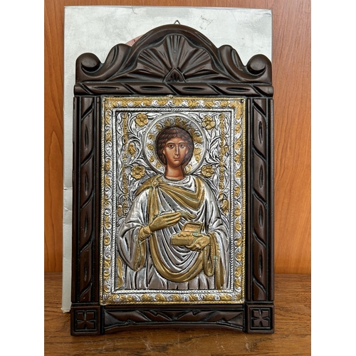 265 - Hand Made in Greece Icon of Saint Panteleimon (18.5 x 29cm)