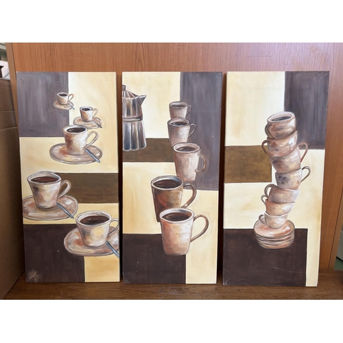 346 - Oil on Canvas 3-Piece Set of Kitchen Paintings (27 x 60cm/each)