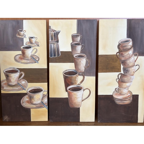 346 - Oil on Canvas 3-Piece Set of Kitchen Paintings (27 x 60cm/each)