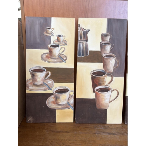 346 - Oil on Canvas 3-Piece Set of Kitchen Paintings (27 x 60cm/each)