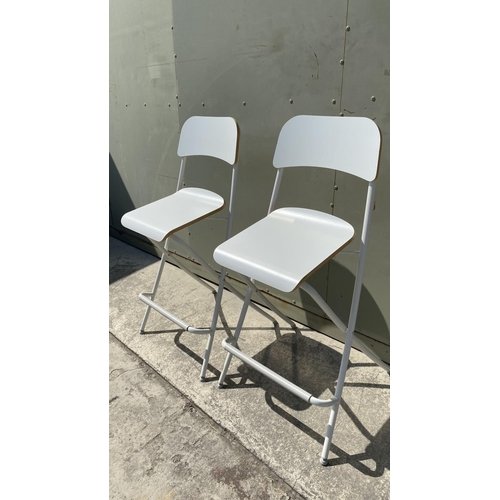 13 - x2 'Ikea' White Folding Bar Stools