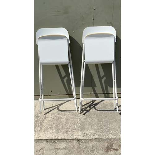 13 - x2 'Ikea' White Folding Bar Stools