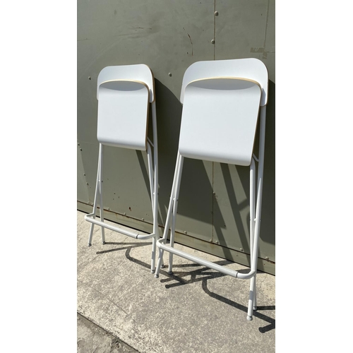 13 - x2 'Ikea' White Folding Bar Stools