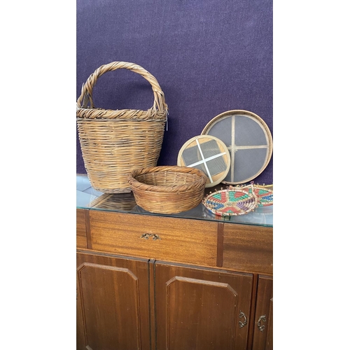 376 - Collection of Traditional Woven Cyprus Baskets and Sieves