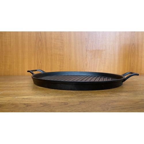 91 - Cast Iron Round Grill Plate/Steak Pan with Handles