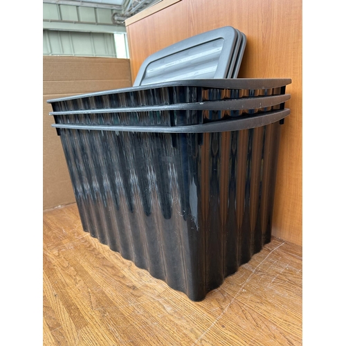 289 - x2 Large Cassetti Black Plastic Storage Boxes with Lid