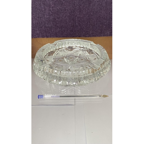 19 - Large Crystal Cigar Ashtray (Unused - 20cm Diameter)