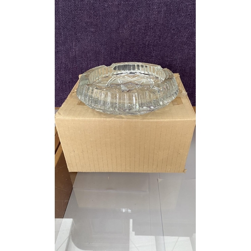 19 - Large Crystal Cigar Ashtray (Unused - 20cm Diameter)