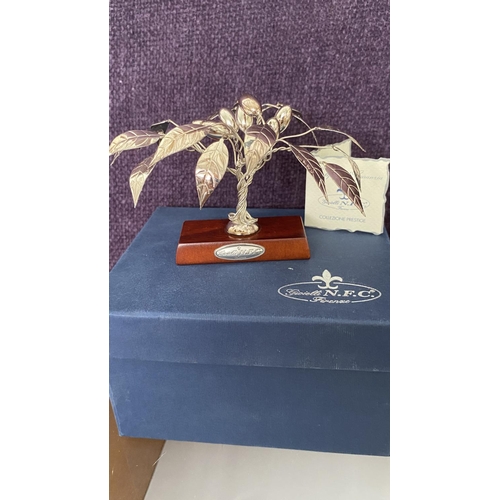 321 - Hand Crafted Gioielli Silver Olive Tree Together with Vintage Miniature Portrait of Little Boy