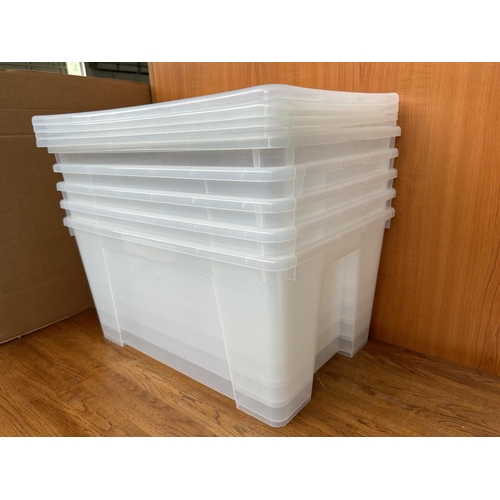 165 - x5 Large 'Ikea' Plastic Storage Boxes with Lid