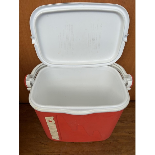 96 - Rubbermaid Antartica Large Cool Box Together with Rackets and Ball