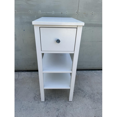 25 - Wooden White 3-Tier 'Ikea' Side Table with Drawer (34 W. x 51 D. x 79cm H.)