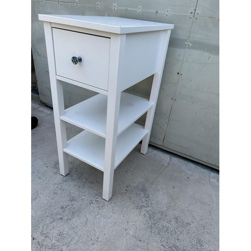 25 - Wooden White 3-Tier 'Ikea' Side Table with Drawer (34 W. x 51 D. x 79cm H.)