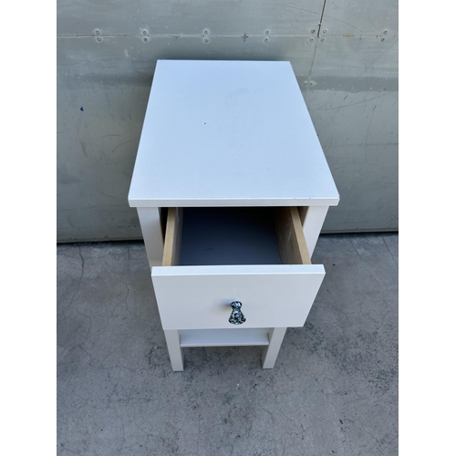 25 - Wooden White 3-Tier 'Ikea' Side Table with Drawer (34 W. x 51 D. x 79cm H.)