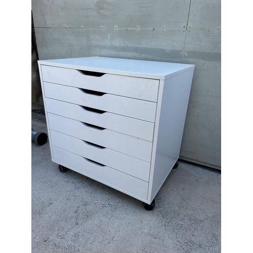 26 - Wooden White 'Ikea' Cabinet with 6 Drawers (67 W. x 48 D. x 66cm H.)