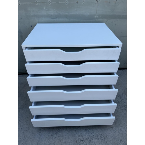 26 - Wooden White 'Ikea' Cabinet with 6 Drawers (67 W. x 48 D. x 66cm H.)