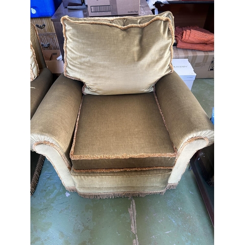 361 - x2 Vintage Gold Color Armchairs with Extra Covers