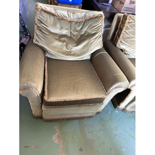 361 - x2 Vintage Gold Color Armchairs with Extra Covers