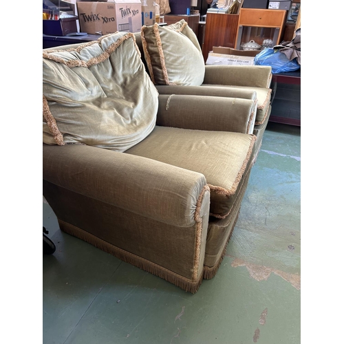 361 - x2 Vintage Gold Color Armchairs with Extra Covers