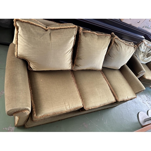 362 - Vintage Gold Color 3-Seat Sofa with Extra Covers (Match with Previous Lot)