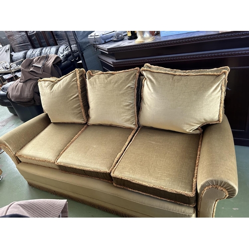 362 - Vintage Gold Color 3-Seat Sofa with Extra Covers (Match with Previous Lot)