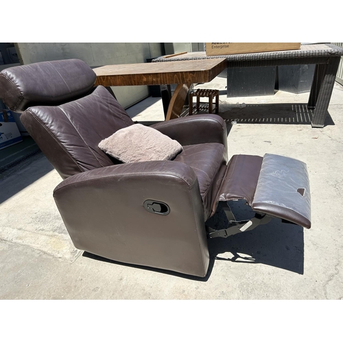 40 - Dark Brown Leather Comfortable Recliner Armchair