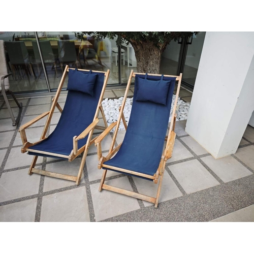 110 - x2 Vintage Sturdy Cyprus Reclining Foldable Armchairs