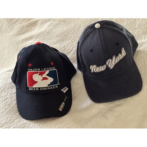 72 - Major League Beer Drinker Hat with Opener and a New York Embroidered logo Baseball  Cap (Unused)