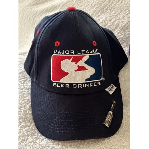 72 - Major League Beer Drinker Hat with Opener and a New York Embroidered logo Baseball  Cap (Unused)