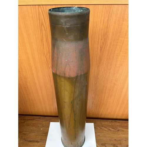 116 - Brass Military Shell Flower Vase (69cm H.)