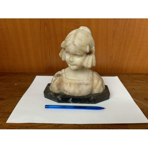 121 - Vintage Bust of Girl on Wooden Base (A/F - Head Glued)