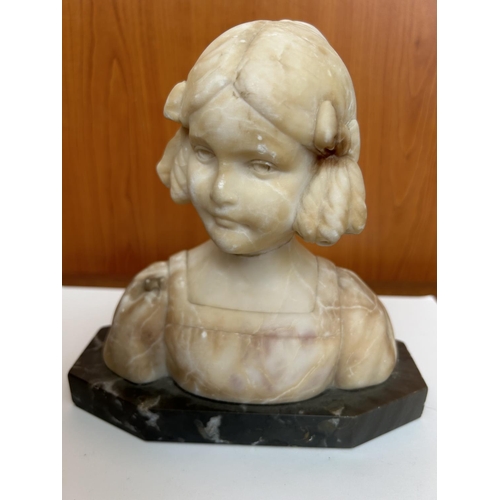 121 - Vintage Bust of Girl on Wooden Base (A/F - Head Glued)