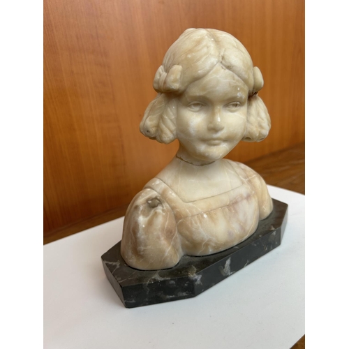 121 - Vintage Bust of Girl on Wooden Base (A/F - Head Glued)