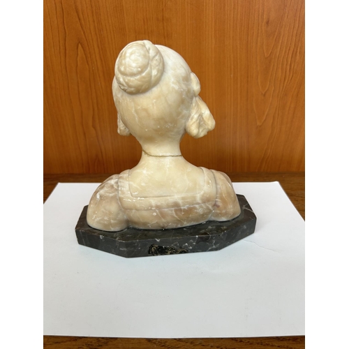 121 - Vintage Bust of Girl on Wooden Base (A/F - Head Glued)