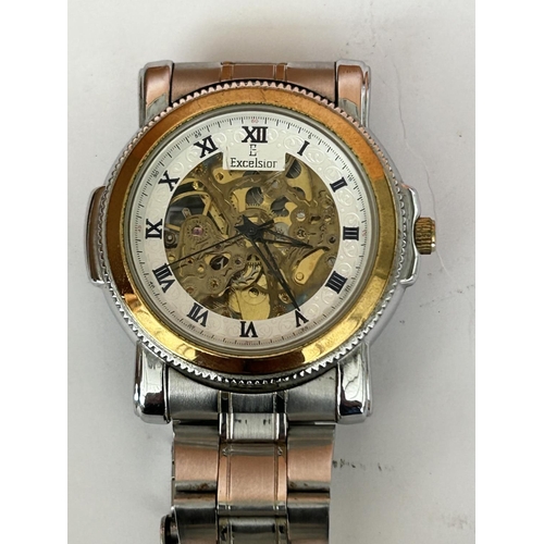 271 - Excelsior Stainless Steel Water Resistant Skeleton Men's Watch