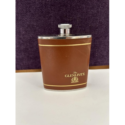 372 - Vintage Glenlivet Whisky Hip Flask, 0.6oz Made in England