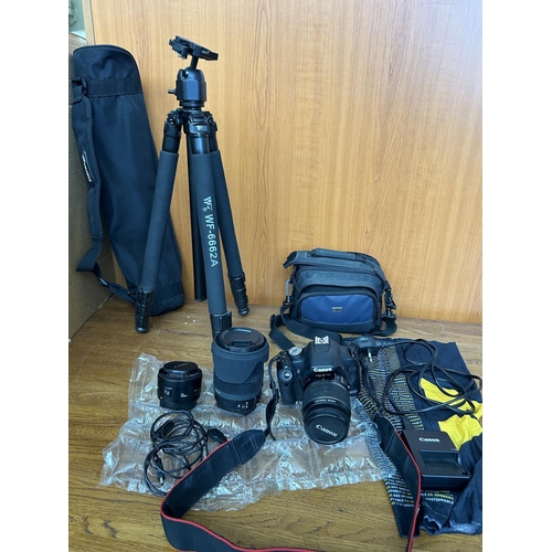 400 - Canon EOS 500D Digital Camera with 18-55mm, 50mm, Sigma Telephoto Lens and Weifens Tripod