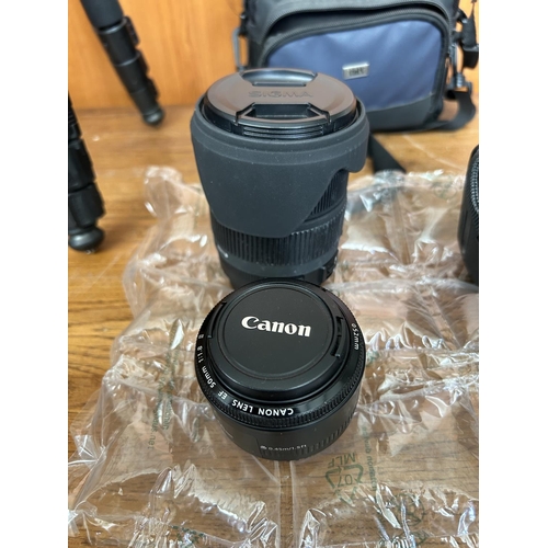 400 - Canon EOS 500D Digital Camera with 18-55mm, 50mm, Sigma Telephoto Lens and Weifens Tripod